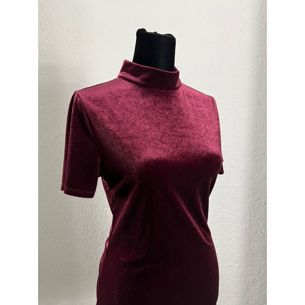 Burgundy Velvet Top Short Sleeve Whimsigoth Vampire Goth 90s Grunge Office Siren